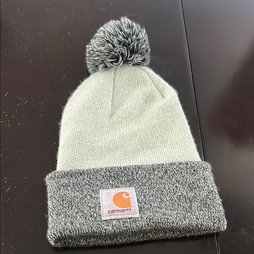 Carhartt Gray Knit Hat with Pom